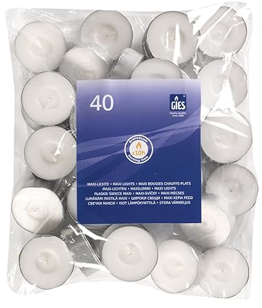 Gies 205-455000-10 Maxi-Lichte, Durchmesser 58 mm, in Metallhülsen, 40-er Beutel, weiß