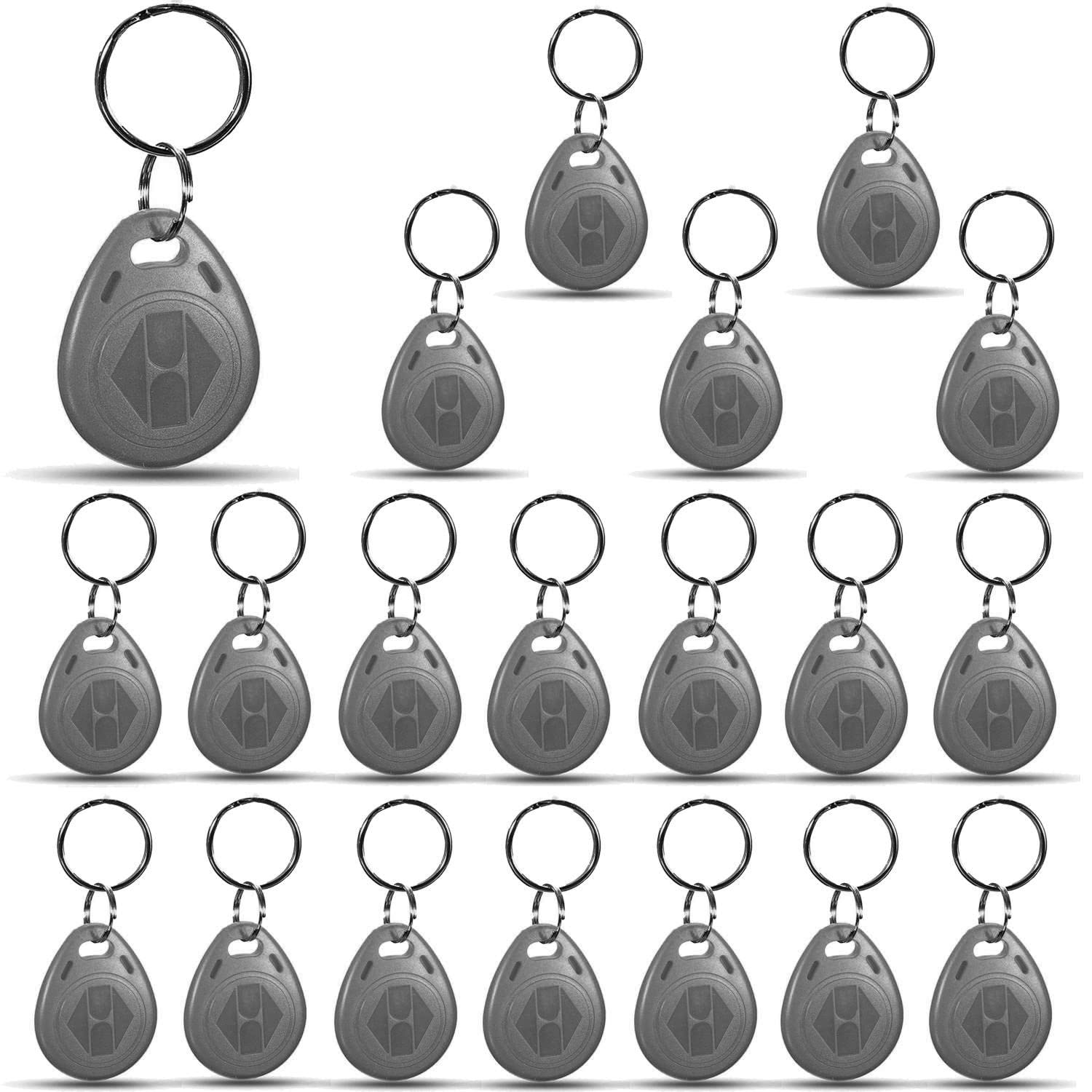 20 X Grey RFID Tags Key fobs - 125Khz READ ONLY Proximity ID Card Token Access Control | By UMTMedia®
