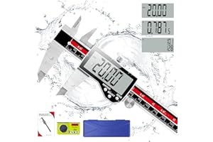QFUN Digital Caliper Electronic Caliper Measuring Tool Precision Digital Vernier Caliper Inch/Millimeter/Fraction Measurement Micrometer for Jewelry - Metal Metric Measure Caliper for Engineer Carpenter