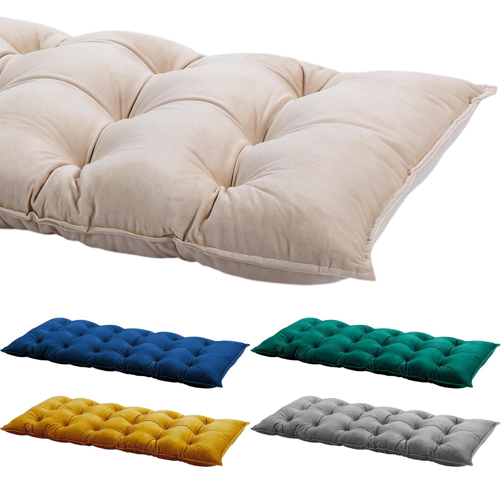 Photo 1 of Drydiet Bench Cushion for Indoor Furniture 40x20 in Velvet Thicken Indoor Window Seat Cushion, Soft Piano Sofa, Entryway Storage, Bay Window Tufted Patio Porch Swing Bench Pad Memory Foam(Ivory)