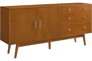 Walker Edison Mid-Century Modern Wood Kitchen Buffet Sideboard Entryway Serving Storage Cabinet Doors-Dining Room Console, 70 Inch, Acorn