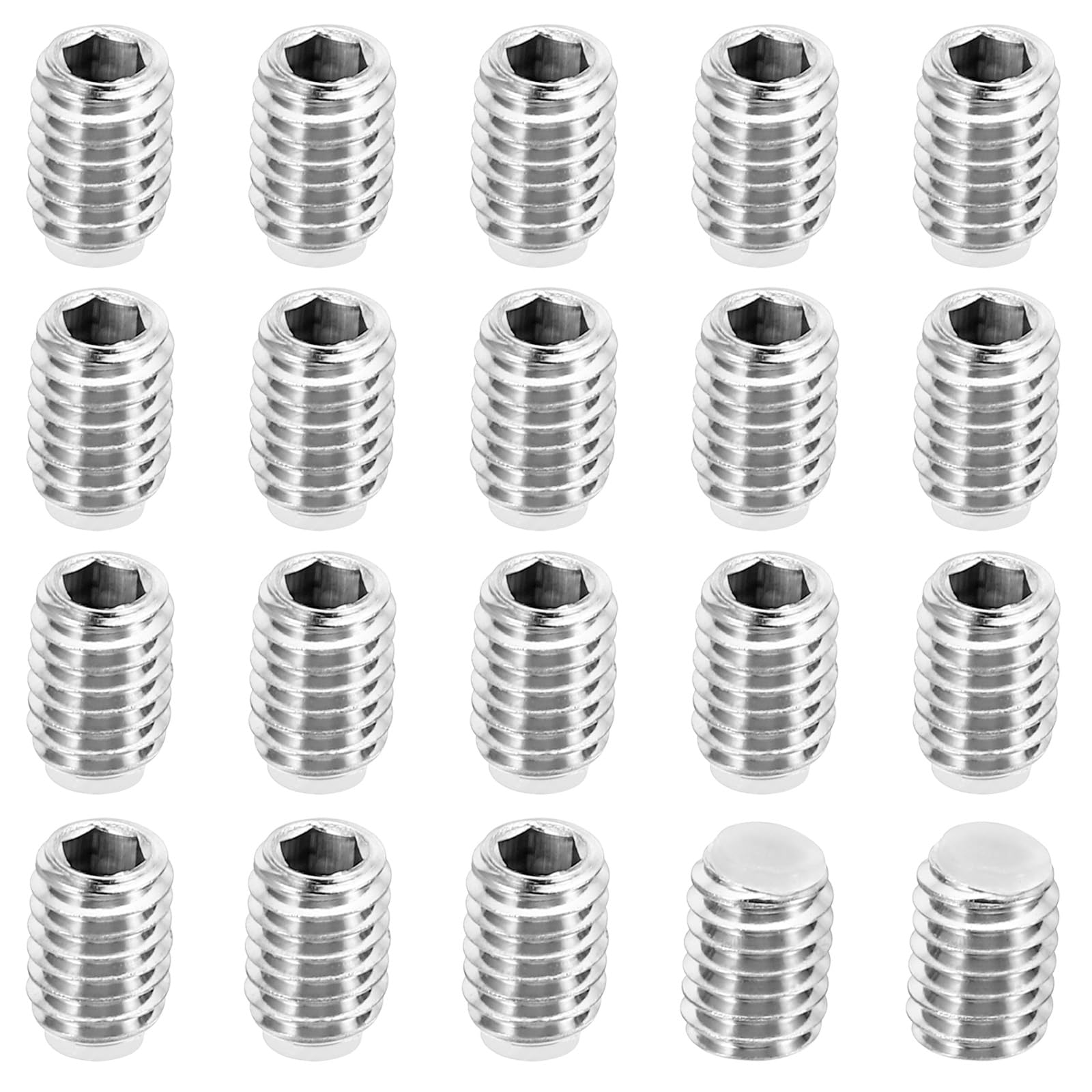 PATIKIL M6x8mm Nylon Tip Grub Screw, 20 Pack Metric Hex Socket Head Cup Point Anti Slip Set Screws Internal Hex Drive Hardware, 304 Stainless Steel