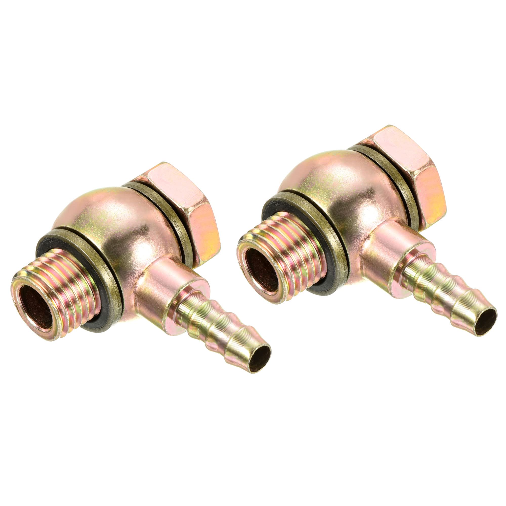PATIKIL Hose Barb Fitting Elbow 8mm Barbed M14x1.5 Male Thread, 2 Pack Steel Pipe Adapters Connectors