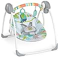 Bright Starts Portable Automatic 6-Speed Baby Swing with Removable -Toy Bar, 0-9 Months 6-20 lbs (Rainforest Vibes)