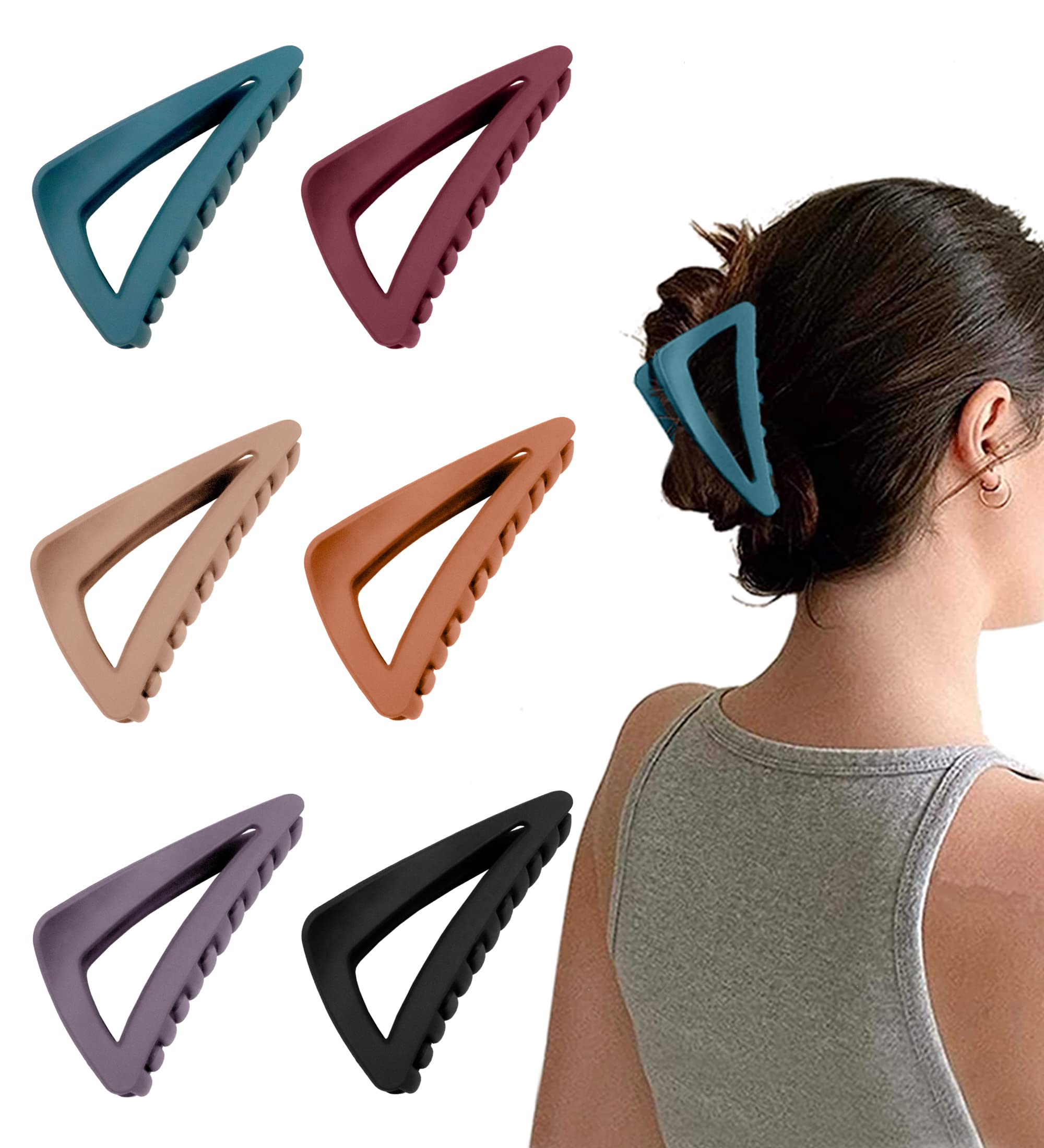 Kavya Hair Claw Clip, Nonslip Hair Clips Women French Matte 6 Pcs Claw Clips for Thick Hair, Suitable for Girls with Thin Curly and Straight Hair-A