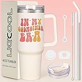 LiqCool Godmother Proposal Gift, In My Godmother Era 40 Oz Tumbler, Godmother Gifts from Godchild, Will You Be My Godmother, Birthday Christmas Mother's Day Gifts for Godmother(Cream)