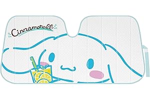 Carbella Cinnamoroll Car Windshield Sun Shade, Official Sanrio Accordion Style Sunshade for Car Window, Cute Kawaii Car Sun Shade Windshield, Cinnamoroll Car Accessories for Women ﻿(Lemon Chill)