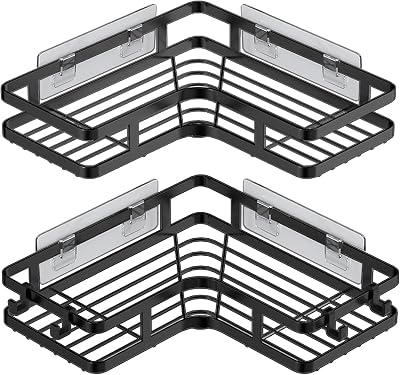 ZVZM Corner Shower Caddy Shelf No Drill 90° with 4 Adhesives & 4 Hooks