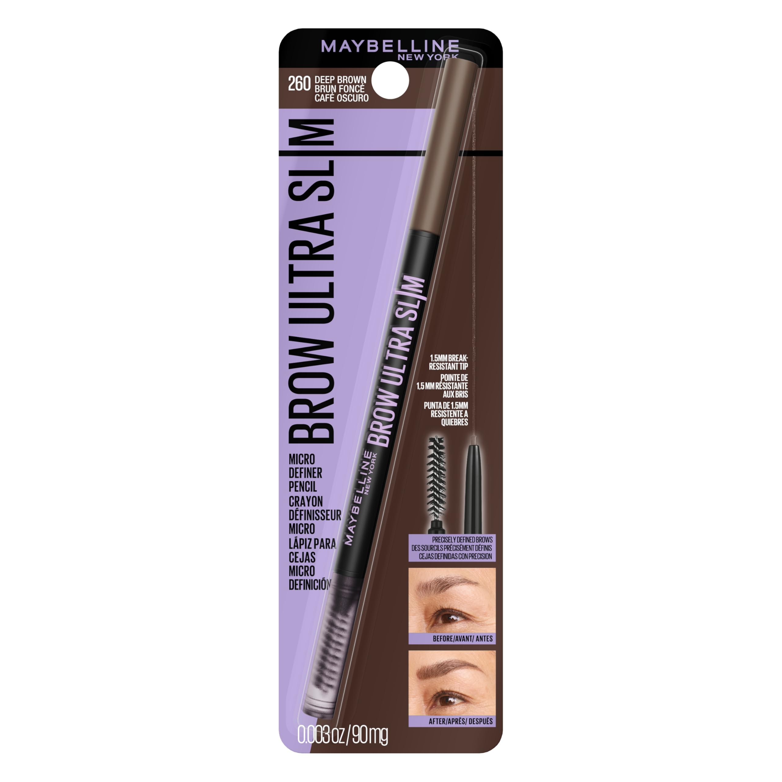MAYBELLINE - Brow Ultra Slim Defining Eyebrow Pencil Deep Brown - 0.003 oz (90 mg)
