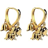 CABEPHY Dainty Huggie Heart Small Gold-Plated Hoop Earrings for Teen Women Lily of the Valley Earrings Flower Dangle Cute Trendy Aesthetic