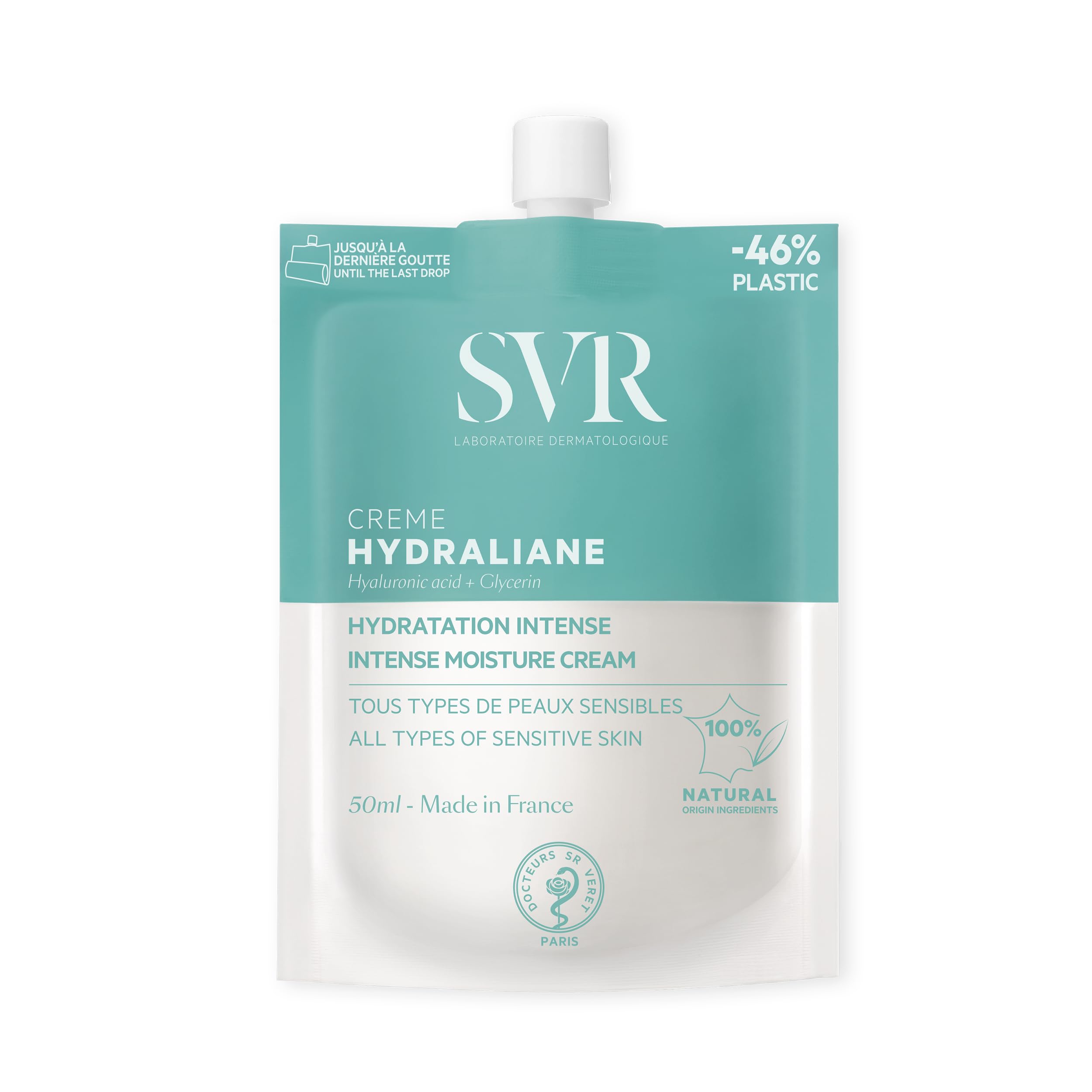 SVR HYDRALIANE Intensive Hydrating Hyaluronic Acid Face Moisturiser for Sensitive Skin, 100% Natural Ingredients, 50m (Balanced Skin)