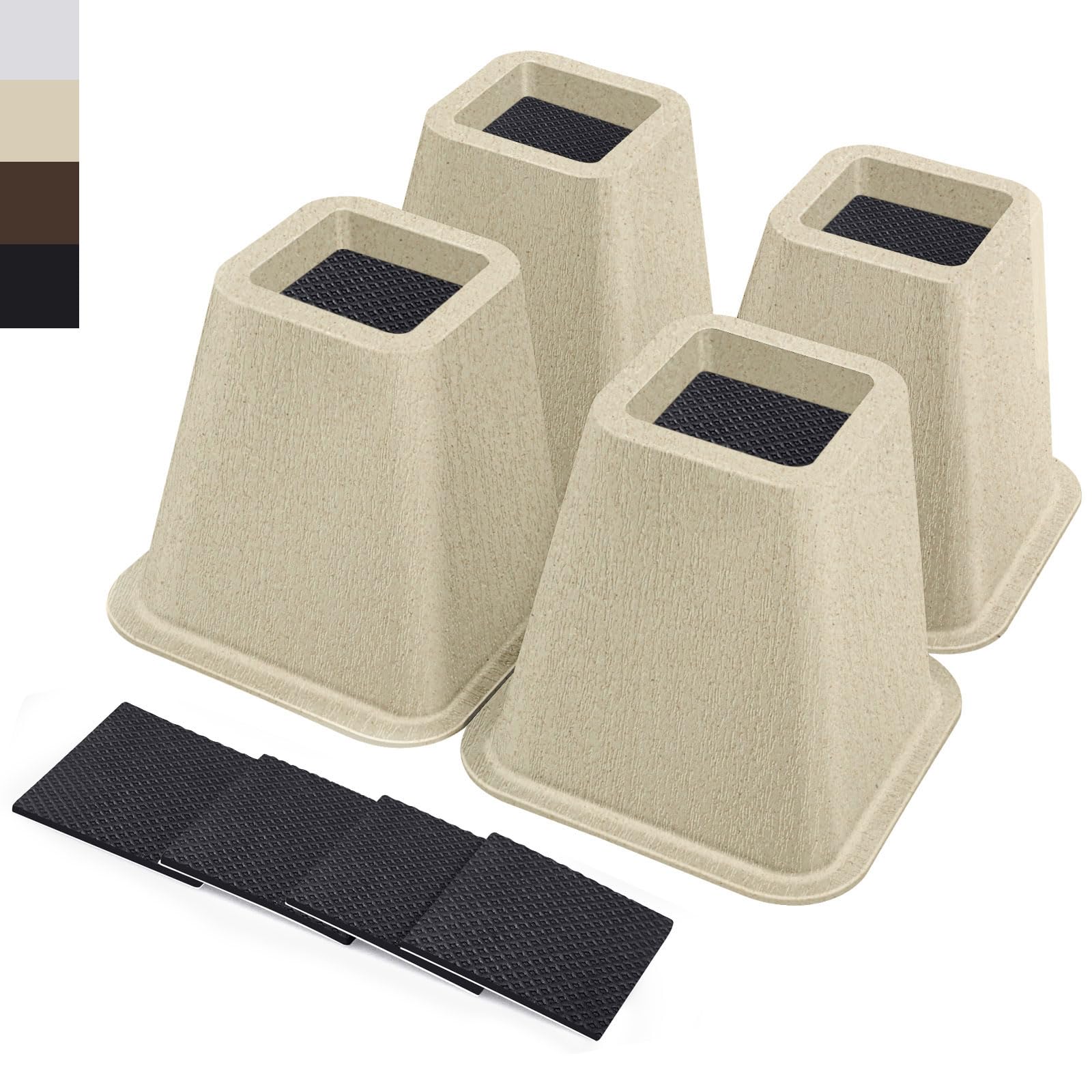 Photo 1 of *** ONE OUT OF FOUR ***ANNKUT 6 Inch Heavy Duty Bed Risers, Furniture Risers for Desk, Chair, Table or Sofa, Couch Lift Risers, Supports up to 2200 lbs per Leg(4 Pack Beige)