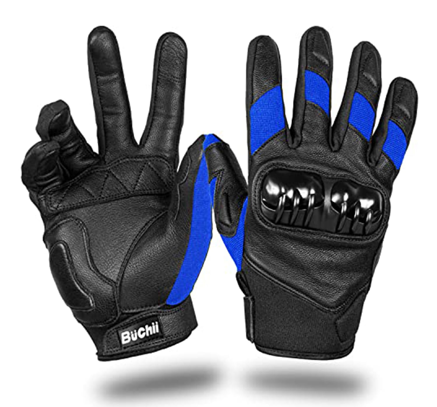 Buchii Leather Motorcycle Gloves Men & Women Multi Purpose Hard Knuckle Cover Full Finger Motorbike Gloves for BMX ATV MTB Riding Road Racing Cycling Climbing Motocross