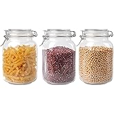 SUROQUE Glass Jars with Airtight Lid, Large Glass Food Storage Jars, 3 Pack Wide Mouth Airtight Glass Jars ffor Flour, Cereal, Coffee, Pasta and Canning(50OZ)