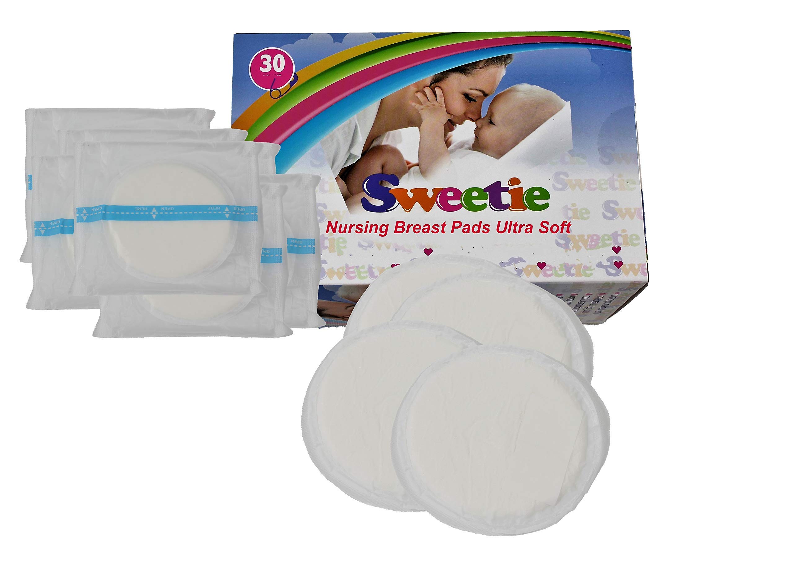Sweetie Breastfeeding Pads Disposable Nursing Breast Pads for Baby Feeding 60 Count Ultra Soft (2 Pack of 30 Count)