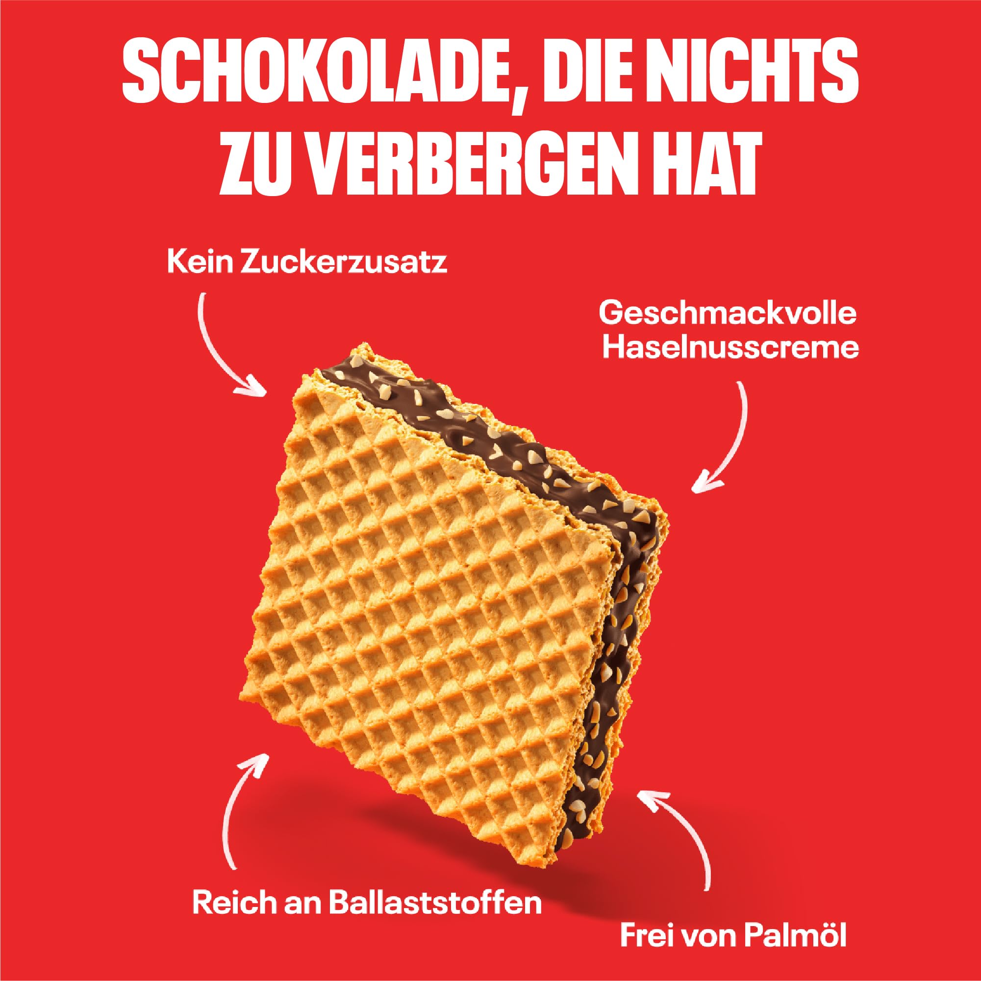 NEOH Low Carb Waffeln Haselnuss Schokolade - 1 g Zucker / 95 kcal - Ohne Zuckerzusatz - 21 g (24er Pack) - Hazelnut 3