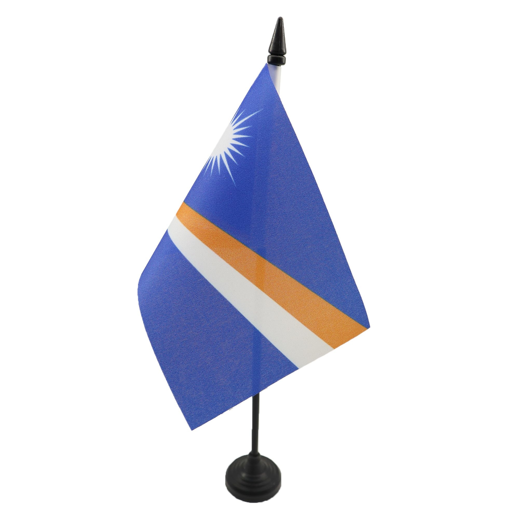 AZ FLAG - Marshall Islands Table Flag 4'' x 6'' - Marshallese Office Mini Banner 100% Polyester 15 x 10 cm - Mini Desk Flag with 10'' Pole and Black Plastic Base — image 1