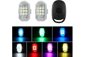 LECART Wireless Remote Control Anti-Collision Strobe Lights 7 Colors Battery Operated Led Motorcycle Drone Lights for Night Flying Riding Mini Car Emergency Strobe Warning Light 2 Pcs