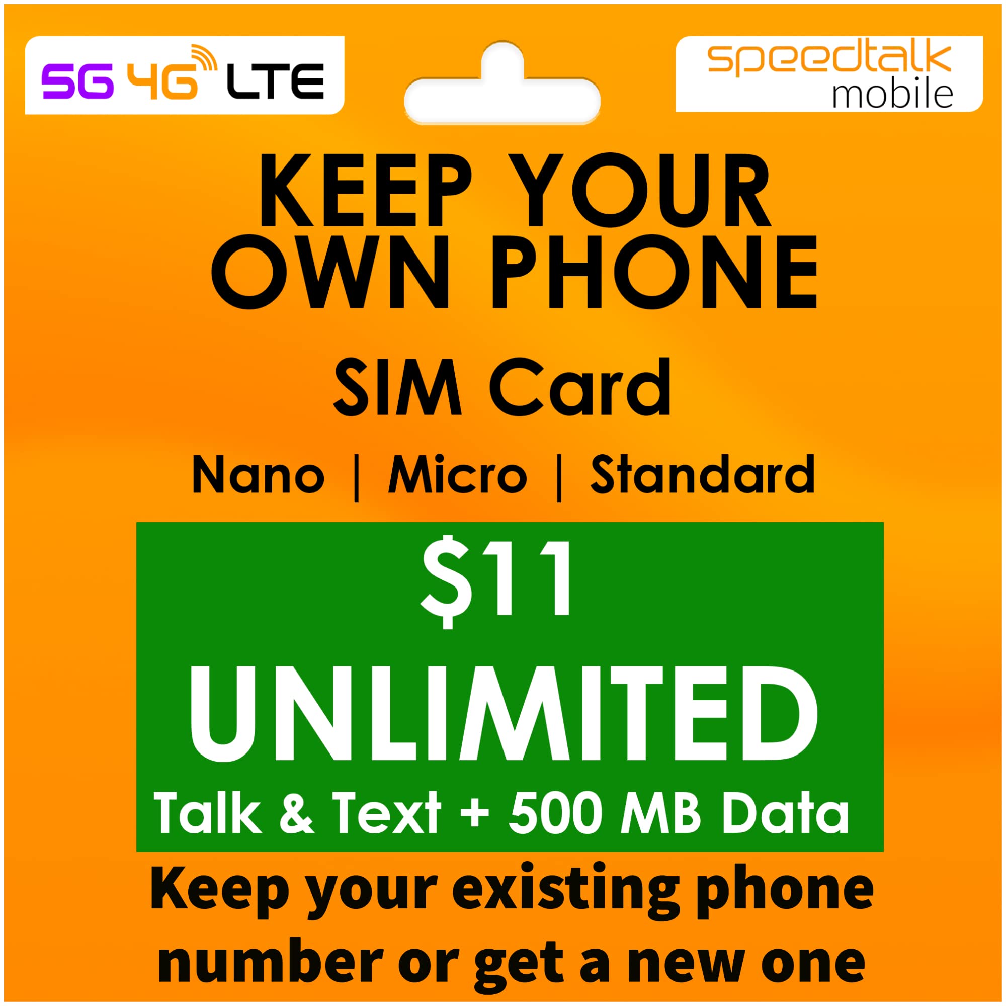 SpeedTalk Mobile | Senior Phone Plan | Easy Setup, No Contract, Nationwide Coverage | Prepaid SIM Card Unlimited Talk & Text + Data | Elderly Cell Phone