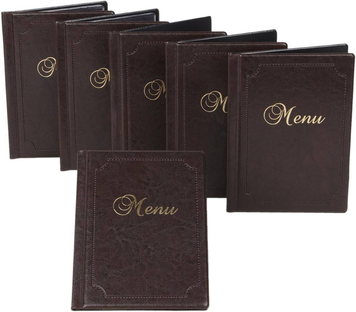 Set of 6 Flat Dark Brown Menu Menu 6 DIN A5 MARMORIERT