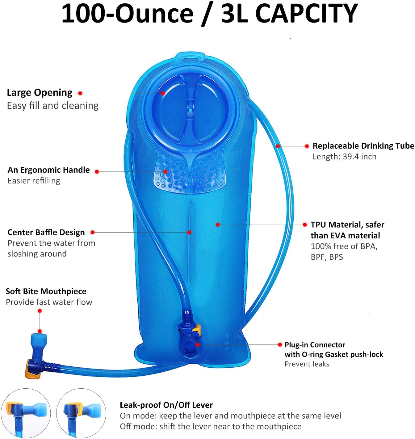 Unigear Hydration Water Bladder Reservoir BPA Free and Taste Free for Backpacking, Biking, Hiking and Camping : Sports & Outdoors