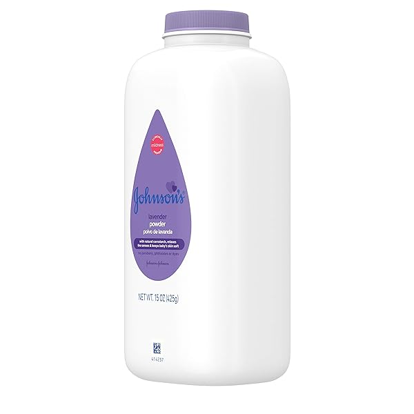 JOHNSON’S LAVENDER BABY POWDER WITH NATURALLY DERIVED CORNSTARCH, HYPOALLERGENIC AND PARABEN FREE, 15 OZ
