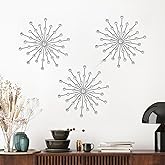 ZEXUIRU 3 Pack Black Sunburst Wall Decor – Metal Crystal Wall Art with Sparkling Rhinestones, 14’’/18 Inch Starburst Wall Hanging Set for Living Room Bedroom Bathroom – Modern Bling Home Decorations