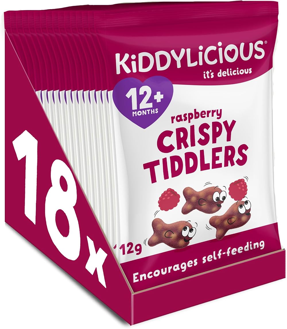 Kiddylicious Raspberry Crispie Tiddlers 18 x 12g Suitable 12+ Months