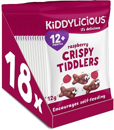 Kiddylicious Raspberry Crispie Tiddlers 18 x 12g Suitable 12+ Months