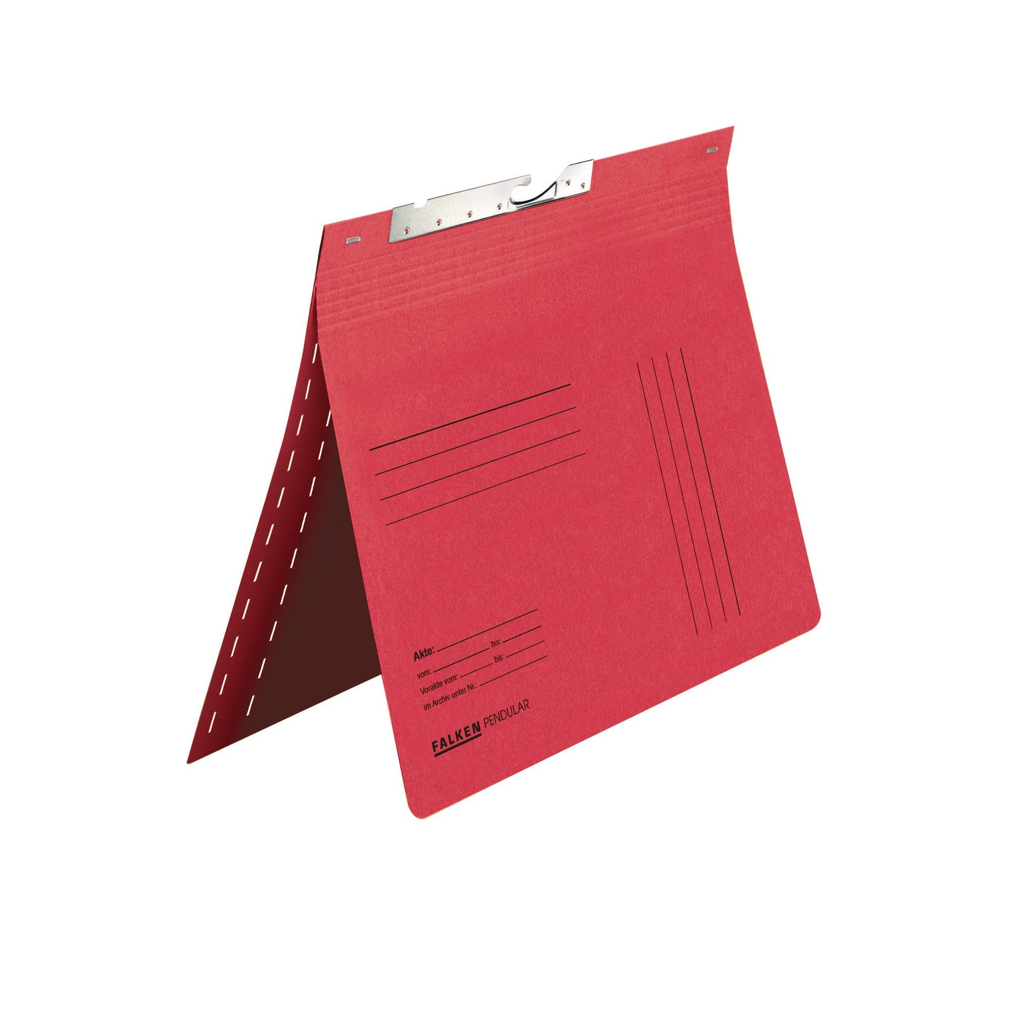 Exacompta - Ref 15033844000F - FALKEN - Pendular Pendel Flat Files - A4 (210 x 297mm) in Size, 320gsm Recycled Kraft Board, Holds Up To 200 Sheets - Red (Pack of 25)