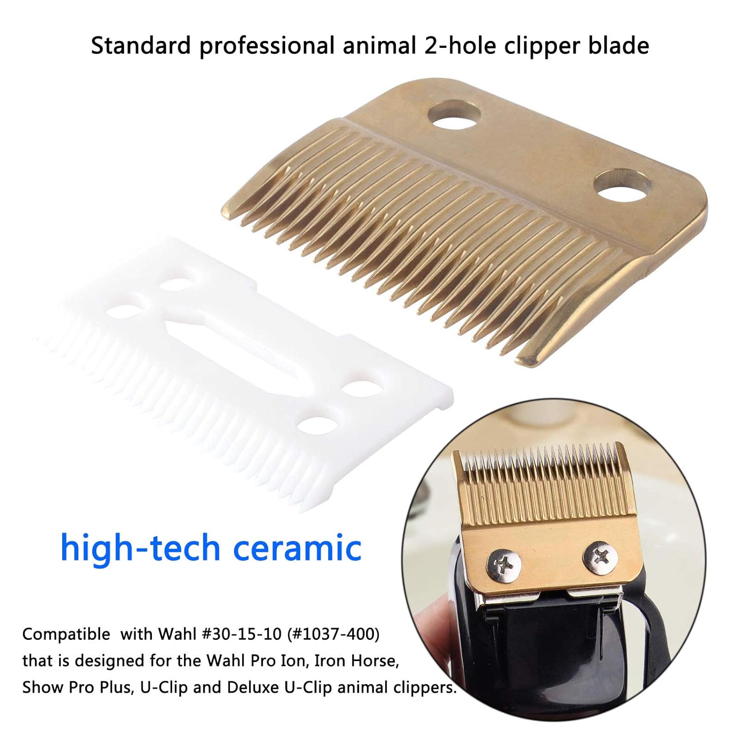 Compatible with Wahl 30-15-10 Replacement Blades for Dog Clippers,Professional Animal Pet Standard Adjustable Blade Set for Pro Ion, Iron Horse, Show Pro Plus, U-Clip: Beauty