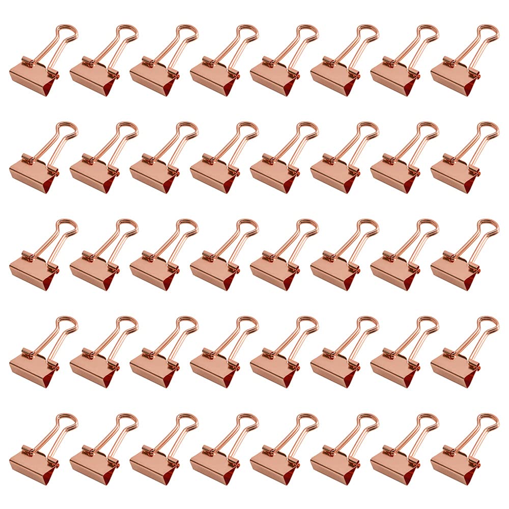 LELE LIFE 40 Pack Rose Gold Binder Clips, Paper Clamps, Metal, Sturdy & Strong, Rust-Proof, Organize File, Photo, Food, Money, Office, Home, 0.75in 19mm