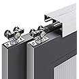EaseLife 7FT/84in Bypass Double Sliding Pocket Door Hardware Kit,Commercial Grade,Aluminum,Bypassing Closet Door Track for 2 Door System,Slide Smoothly Quietly,Easy Install,No Doors