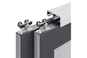 EaseLife 6FT/72in Bypass Double Sliding Pocket Door Hardware Kit, Commercial Grade, Aluminum, Bypassing Closet Doors Track for 2 Door System, Slide Smoothly Quietly, Easy Install,No Door