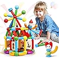 MAGBLOCK 136PCS Magnetic Sticks Blocks Tiles Construction Building, Magnet Balls Toys for 3+Years Old Boys and Girls, STEM Educational Learning Toys Gifts Sets for Children
