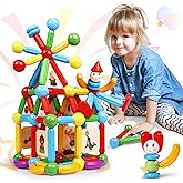 MAGBLOCK 136PCS Magnetic Sticks Blocks Tiles Construction Building, Magnet Balls Toys for 3+Years Old Boys and Girls, STEM Ed
