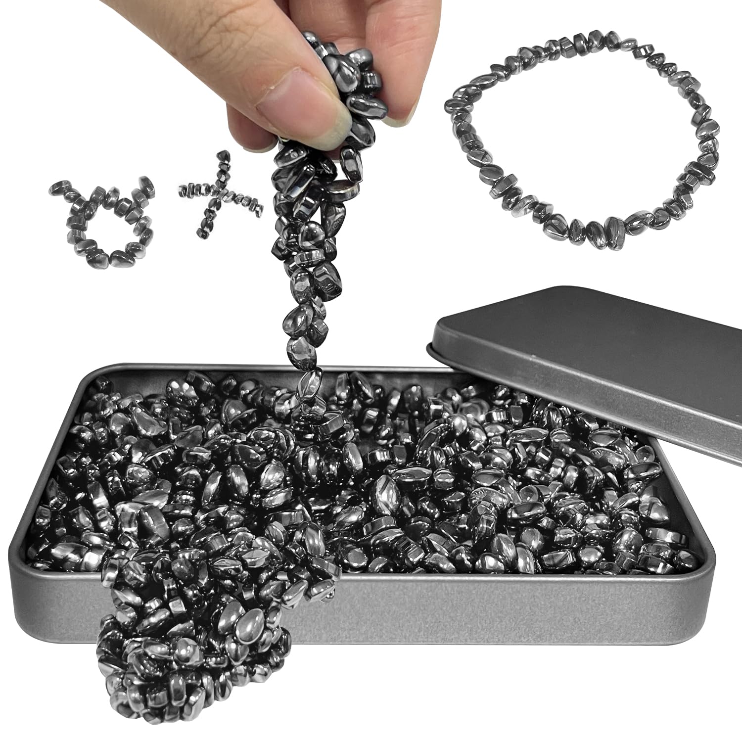 510pcs Ferrite Putty Fidget Toys, Magnetic Stones Fidget Toys Adults for Stress and Anxiety Relief and Kill Time, Novelty Adults Gifts Black — image 1