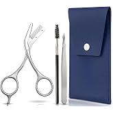 Eyebrow Trimming Scissors with Comb | 3 in 1 Professional Eyebrow Tweezers kit with brush, Stainless Steel Eyebrow Scissors, Gifts For Men Women Stocking Stuffers