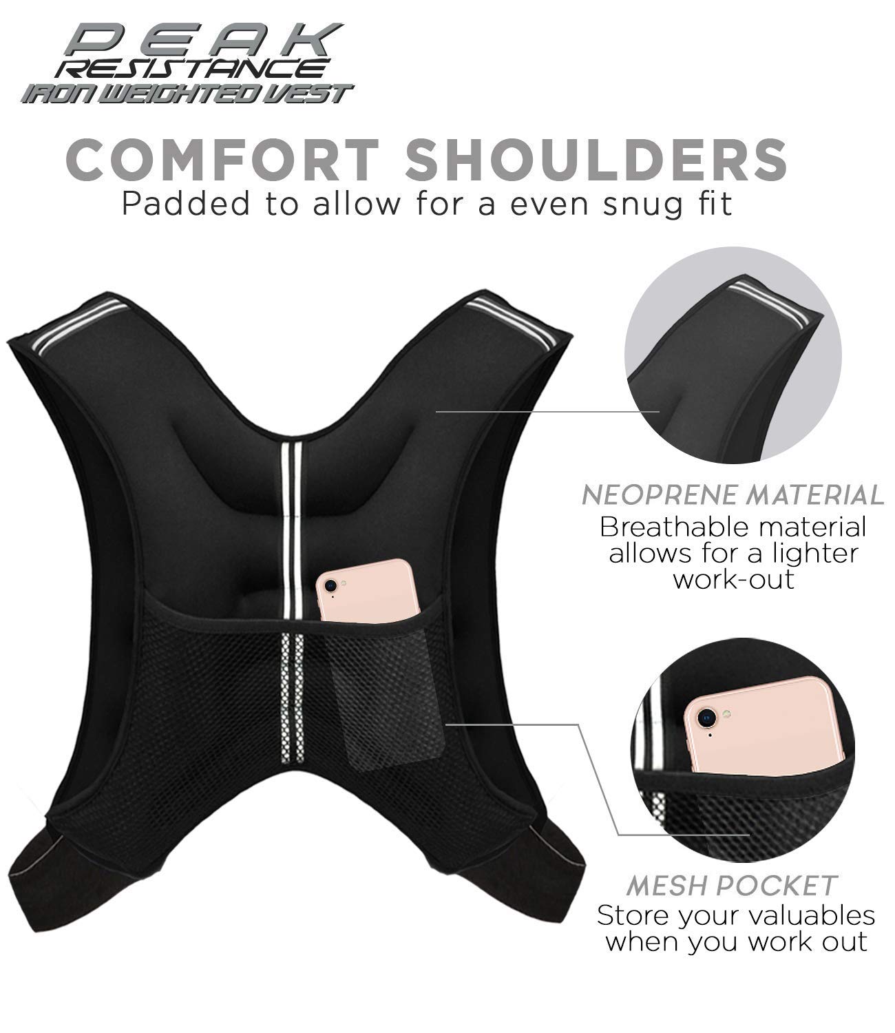 Aduro Sport Weighted Vest Workout Equipment, 4lbs/6lbs/12lbs/20lbs/25lbs Body Weight Vest for Men, Women, Kids