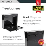 Burg-Wachter MB02BK Black Post Box Wall Mounted Galvanised Steel Lockable view 2