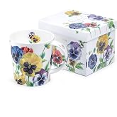 Grace Teaware Gift Boxed 16-Ounce Single Bone China Coffee Cup/Tea Mug (Pansy)
