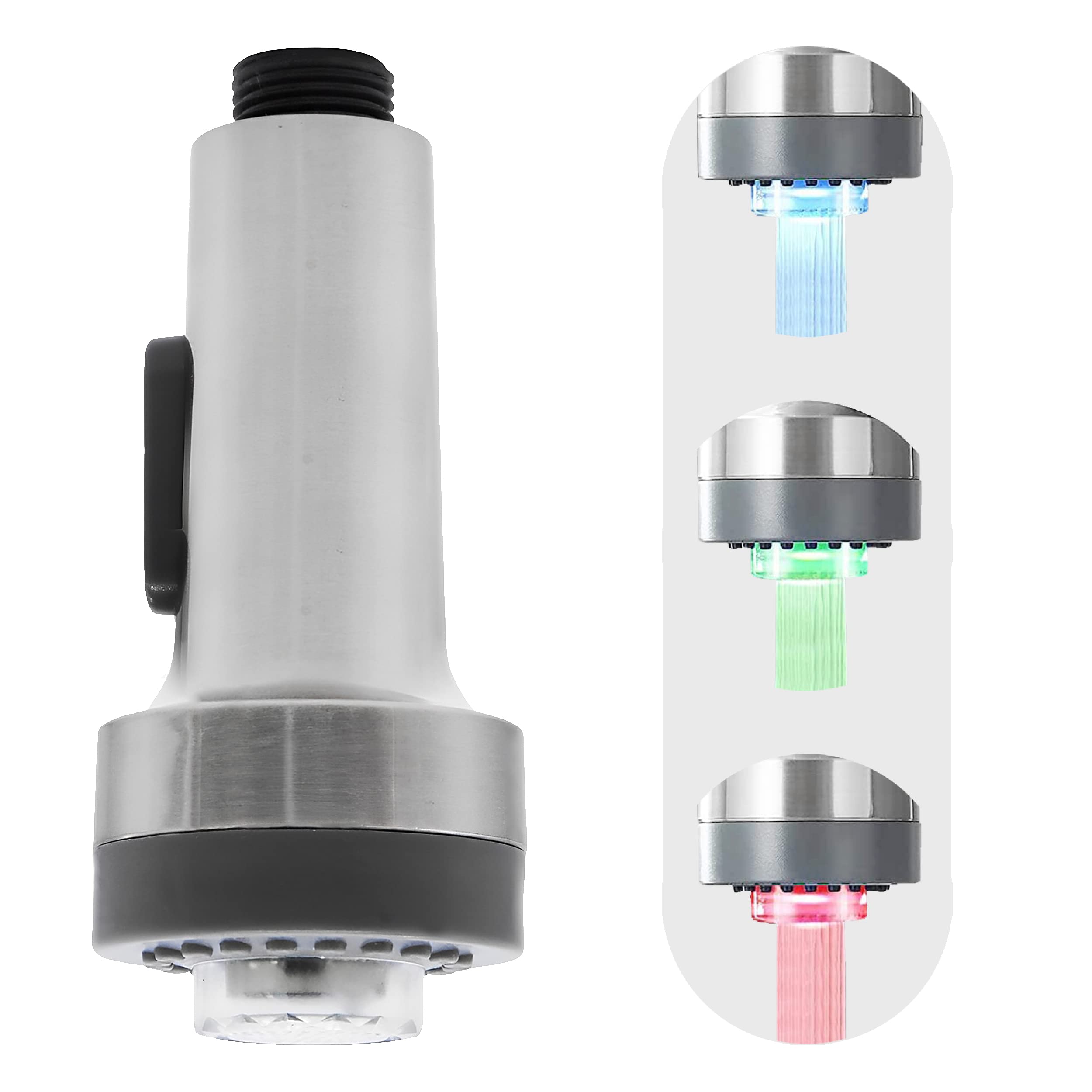Photo 1 of ECHLI Kitchen Faucet Pull Down Spray Head with LED Lights ?3-Function Sink Spray Nozzle ?Fit for Kitchen Sink Faucet ?Pull-Down Spring Single Handle Stainless Steel faucets(Brushed Nickel)
