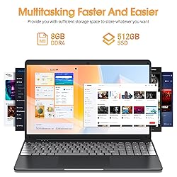 SGIN 15.6 Inch Laptop, 8GB DDR4 512GB SSD Laptops