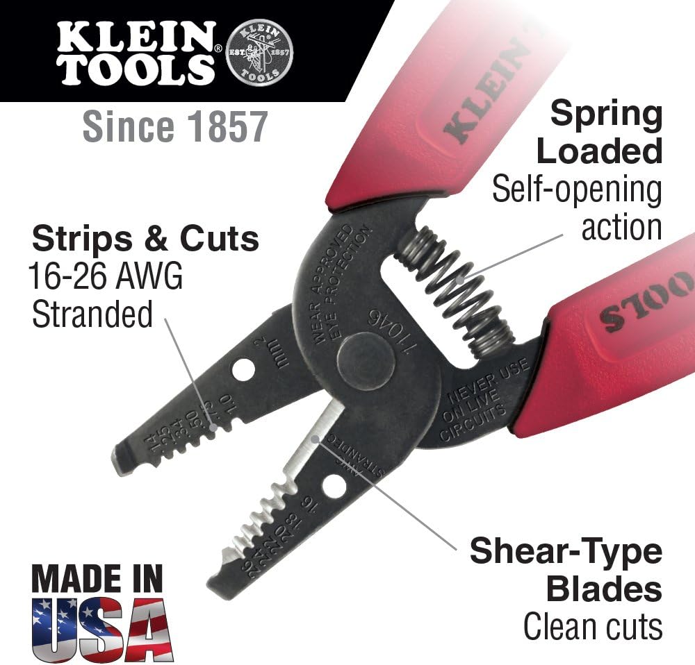 Klein Tools 11046 Wire Stripper/Cutter 16-26 AWG Stranded - - 