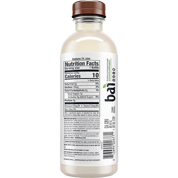 BAI ANTIOXIDANT INFUSED WATER BEVERAGE, MADAGASCAR COCONUT MANGO, WITH VITAMIN C AND NO ARTIFICIAL SWEETENERS, 18 FLUID OUNCE BOTTLE, 6 PACK