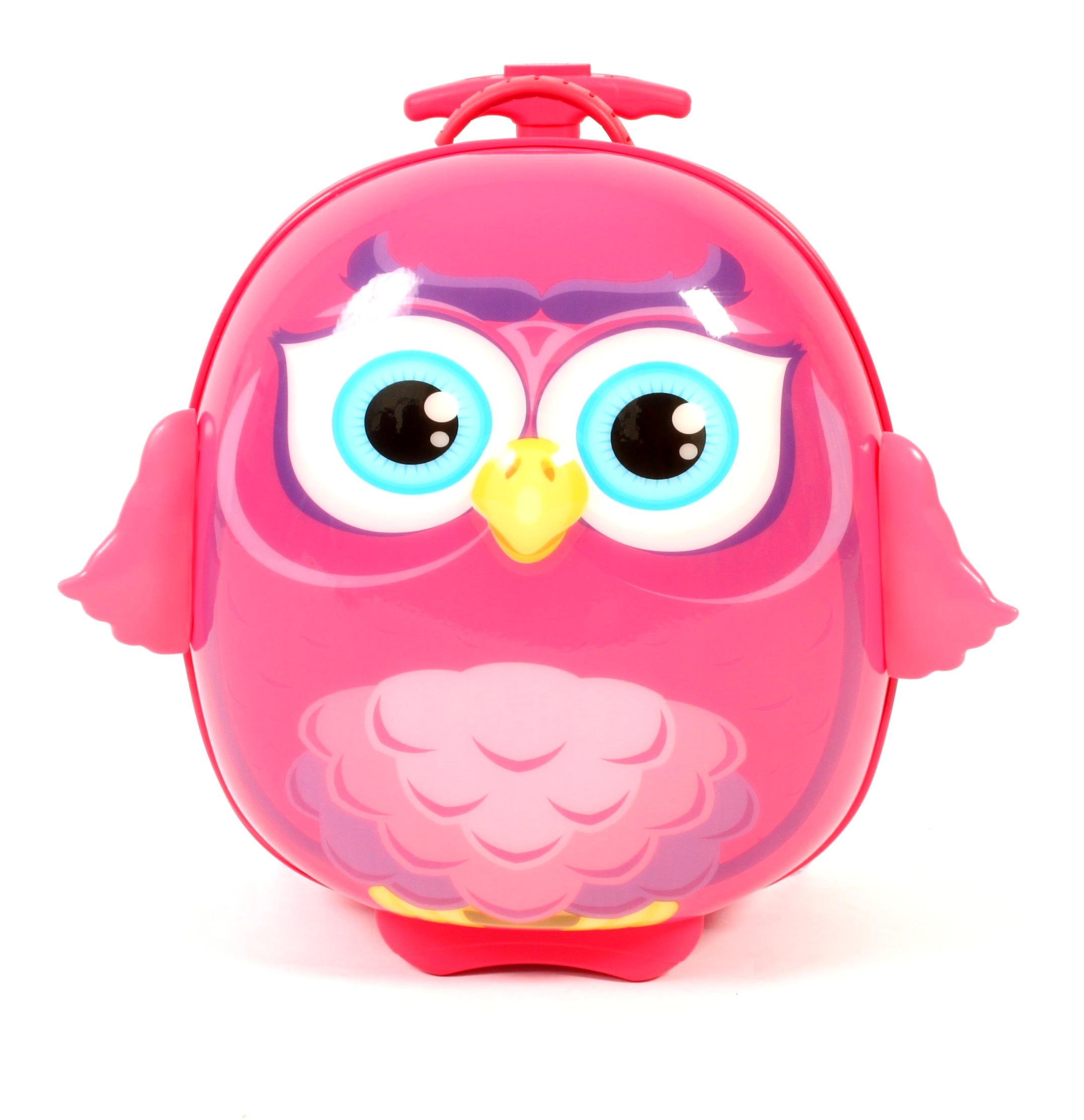 Bayer Chic 2000 Bouncie Kinder-Trolley mit 3D-Eulen-Motiv, Kindergepäck Children's Luggage 40 Centimeters 12 Pink (Eule)