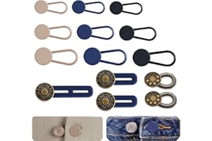 JRVT LiuLazy Button Extenders for Jeans & Pants | No-Sew Waistband Extender 1-2.56 Inch | Metal & Silicone Adjustable Fit