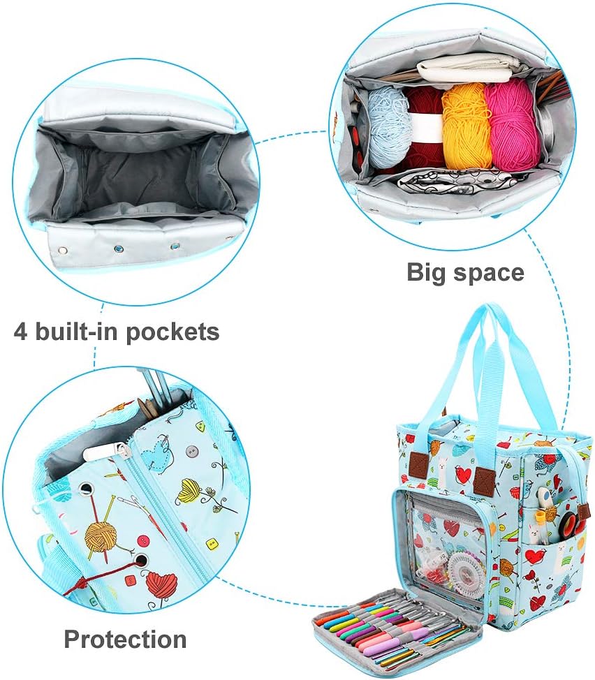 SumDirect Yarn Bag, Knitting Organizer Tote Bag Portable Storage Bag for Yarns Carrying Projects, Knitting Needles - Image 4