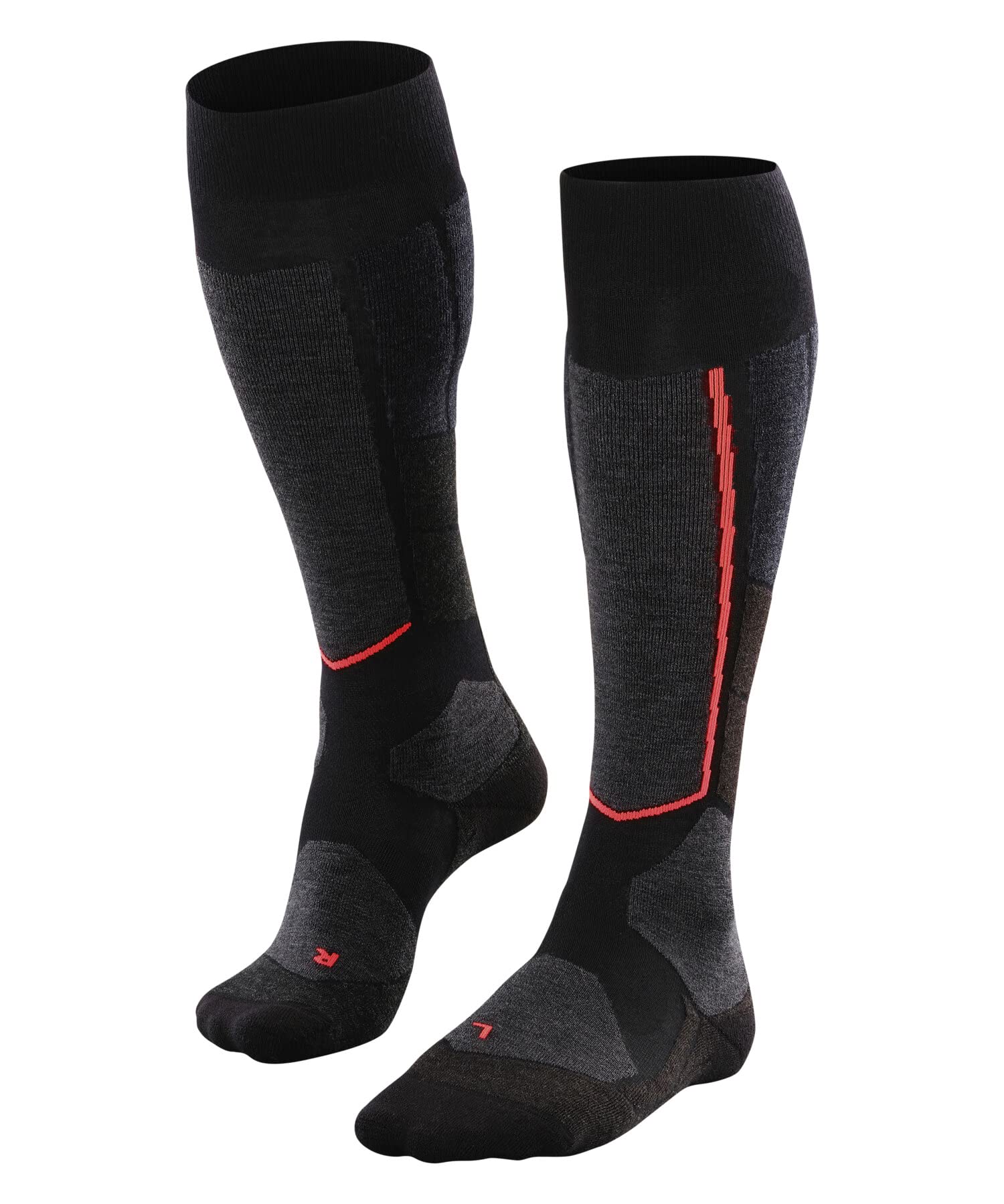 FALKE Women's ST4 Wool Ski Socks, Thermal, Black (Black-Mix 3010), 7-8 (1 Pair)