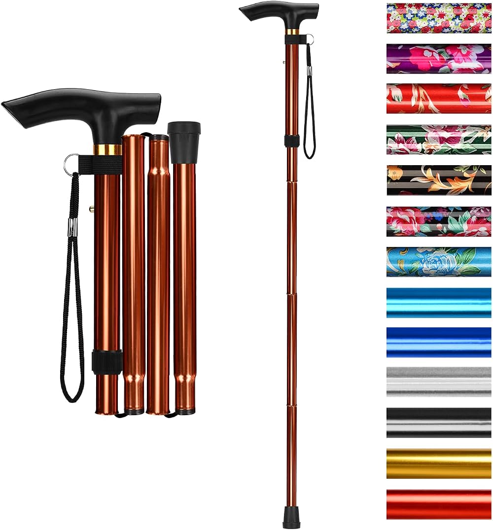 SupreGear Walking Stick Adjustable Folding Cane Khaki Lightweight 85-95 cm